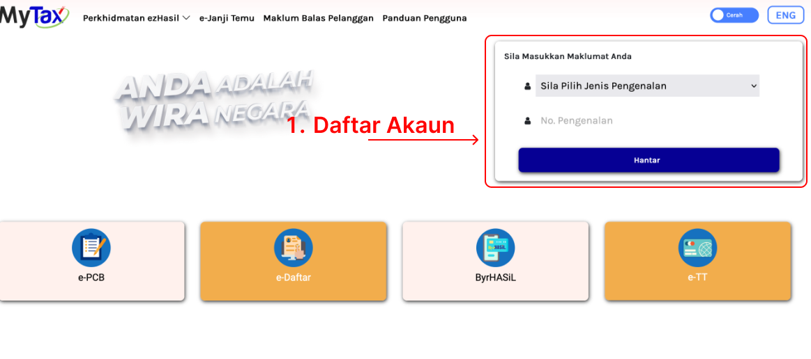 Portal MyTax LHDN untuk daftar e-invoice